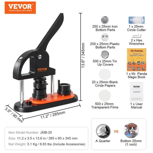 Button maker machine black and orange body