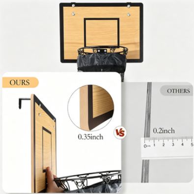 Wall Mounted Basketball Hoop Frame Wooden Laundry Basket product image 3