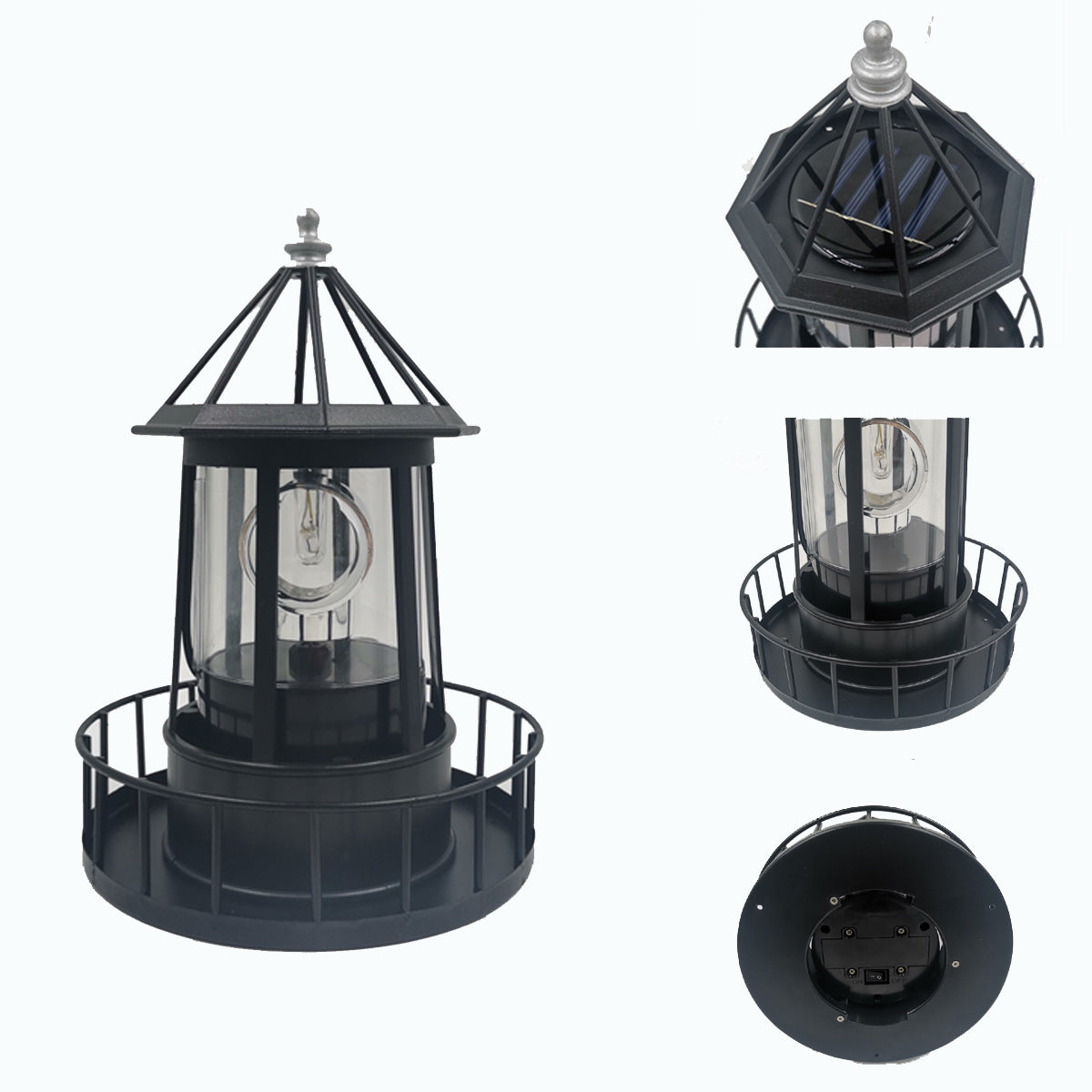 Solar Powered Rotating Lighthouse Garden Light