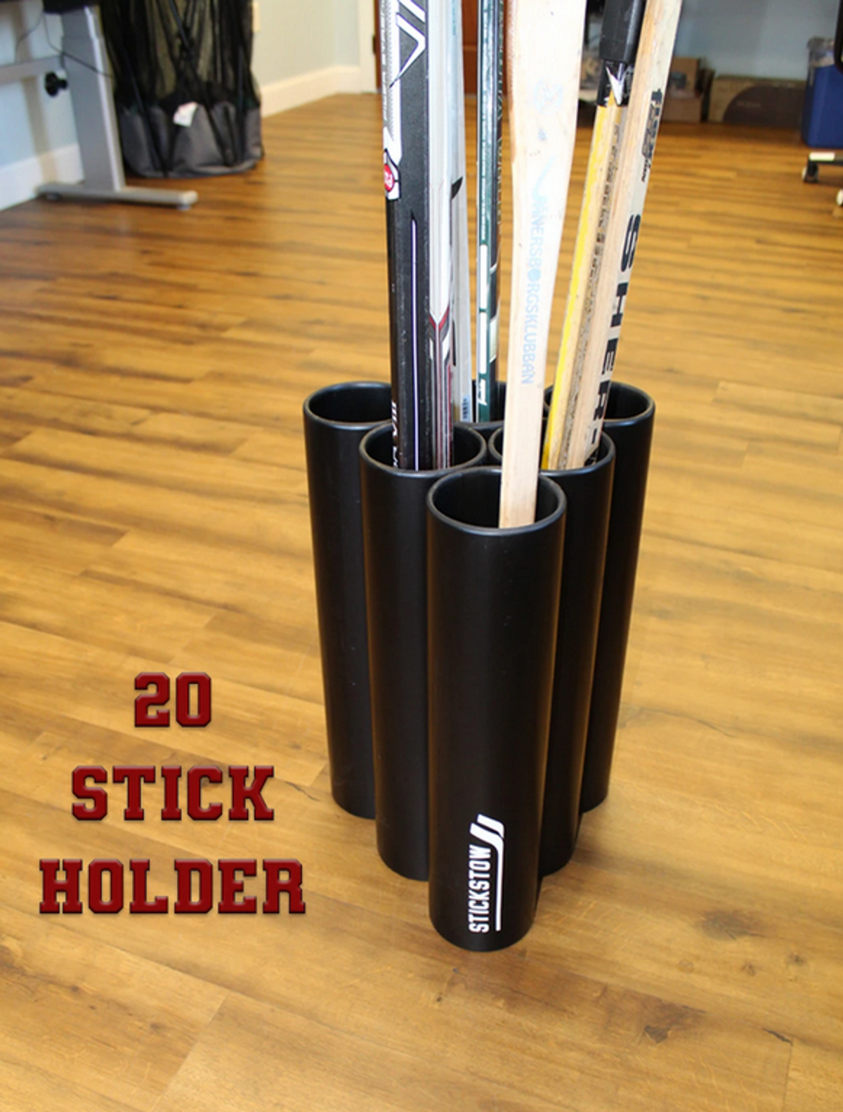 Stickstow Pro Hockey Stick Holder Rack – 6-Tube (Holds 15–25 Sticks)