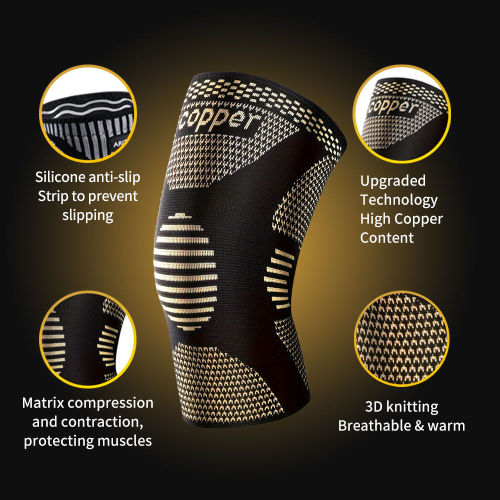 Copper knee sleeve size range chart M to XXXL