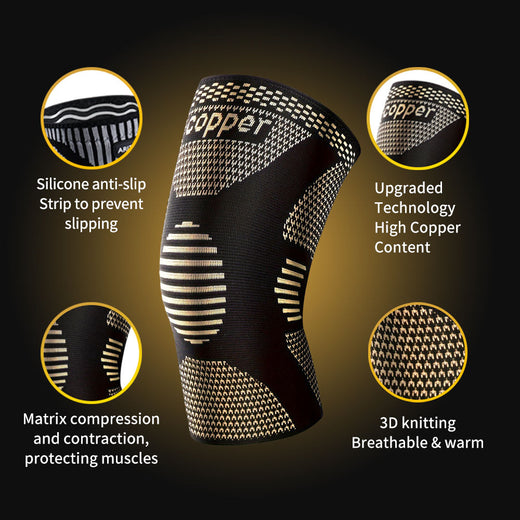 Copper knee sleeve size range chart M to XXXL