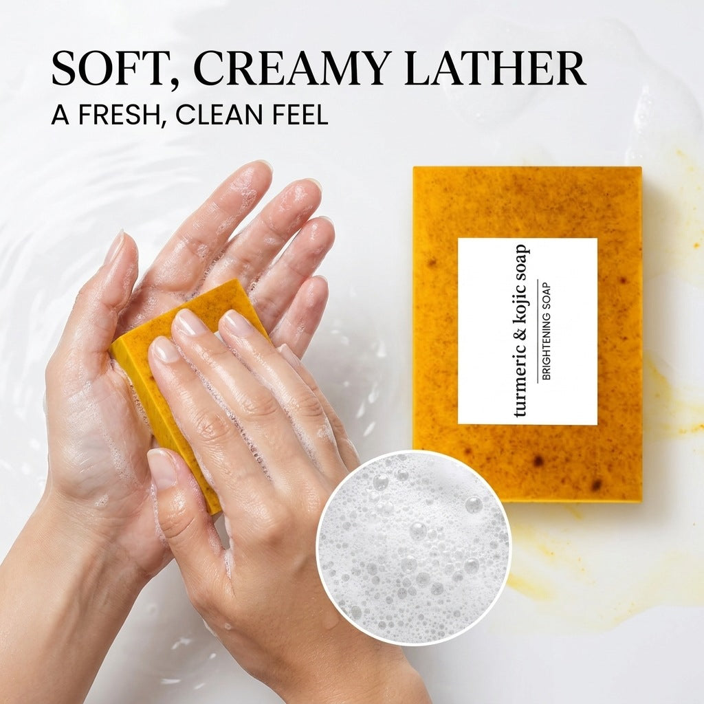 Handmade turmeric lemon cold process soap bar, photo 2