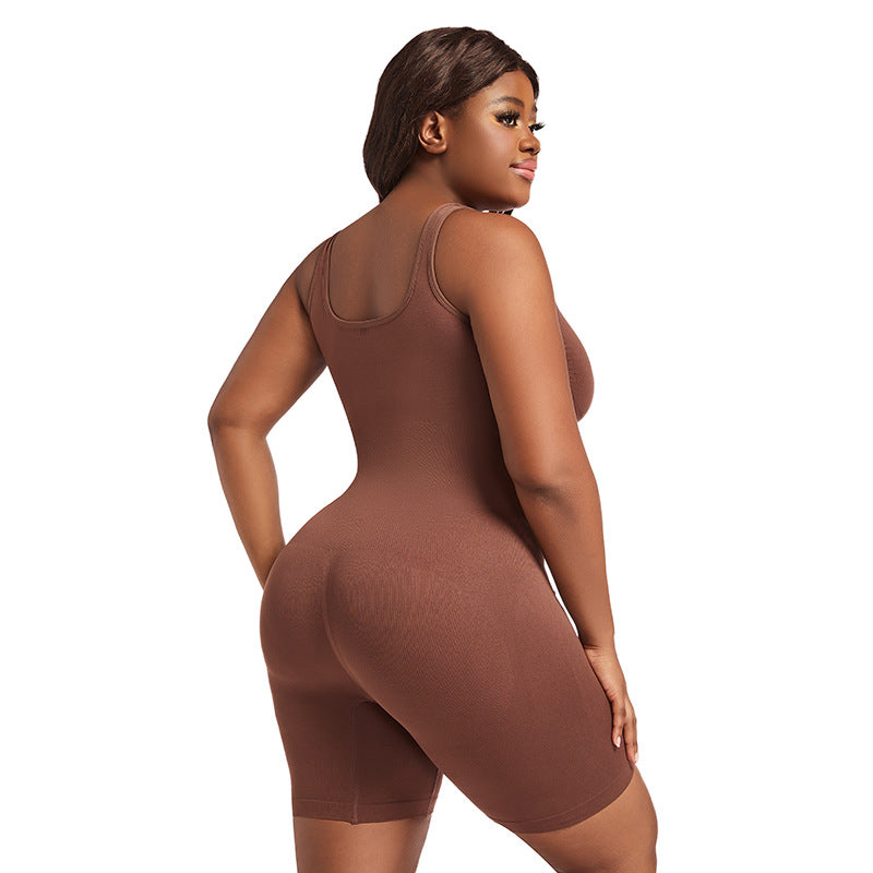 Plus Size Seamless Body Shaping Bodysuit with Wide Straps Tummy Control and Butt Lift