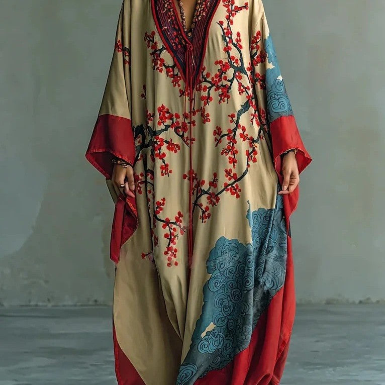 Floral-print loungewear robe