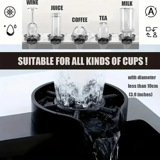 Automatic cup washer close up of spray head