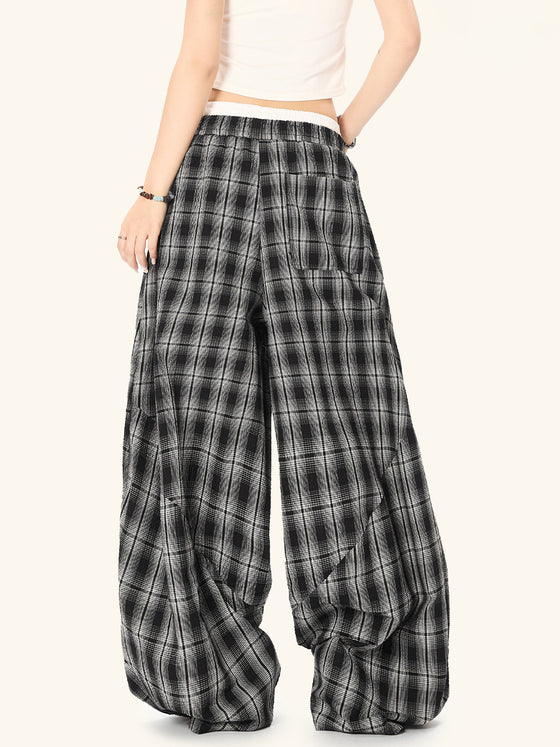 Black White Plaid High Waist Straight Leg Pants Clothing & Accessories product image 4