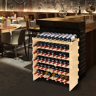 72-bottle bamboo wine rack with 8-tier stackable design