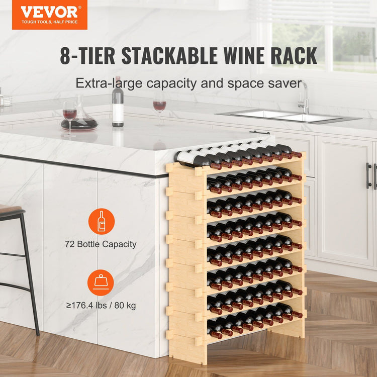 Bamboo wine shelf holding wine bottles in a kitchen