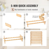 Modular bamboo wine rack in a dining room
