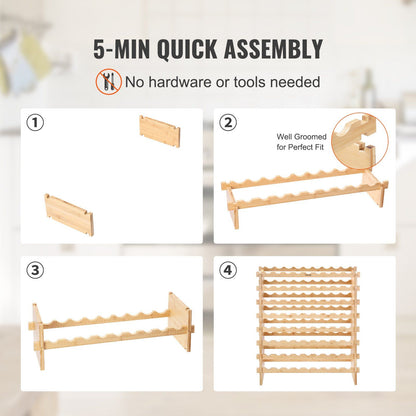 Modular bamboo wine rack in a dining room