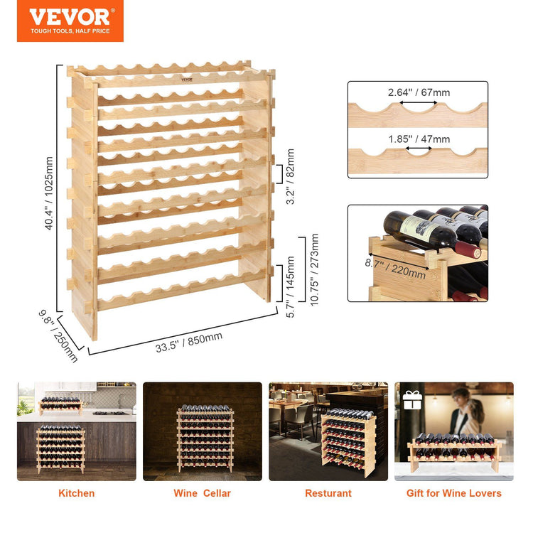 72-bottle wine rack in a home bar setup