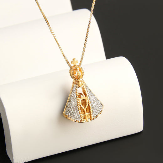 Double-Sided Necklace with Colorful Zircon