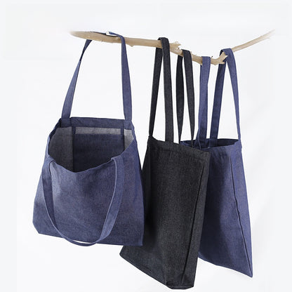 Denim and Canvas Shoulder Handheld Shopping Bag