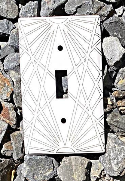 Laser-Etched Steel Switch Plate Cover by Dawn Lombard Glass