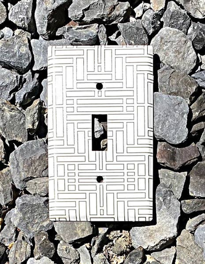 Laser-Etched Steel Switch Plate Cover by Dawn Lombard Glass