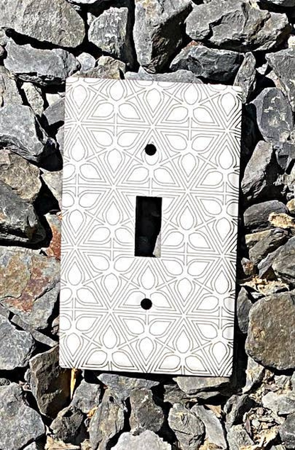 Laser-Etched Steel Switch Plate Cover by Dawn Lombard Glass