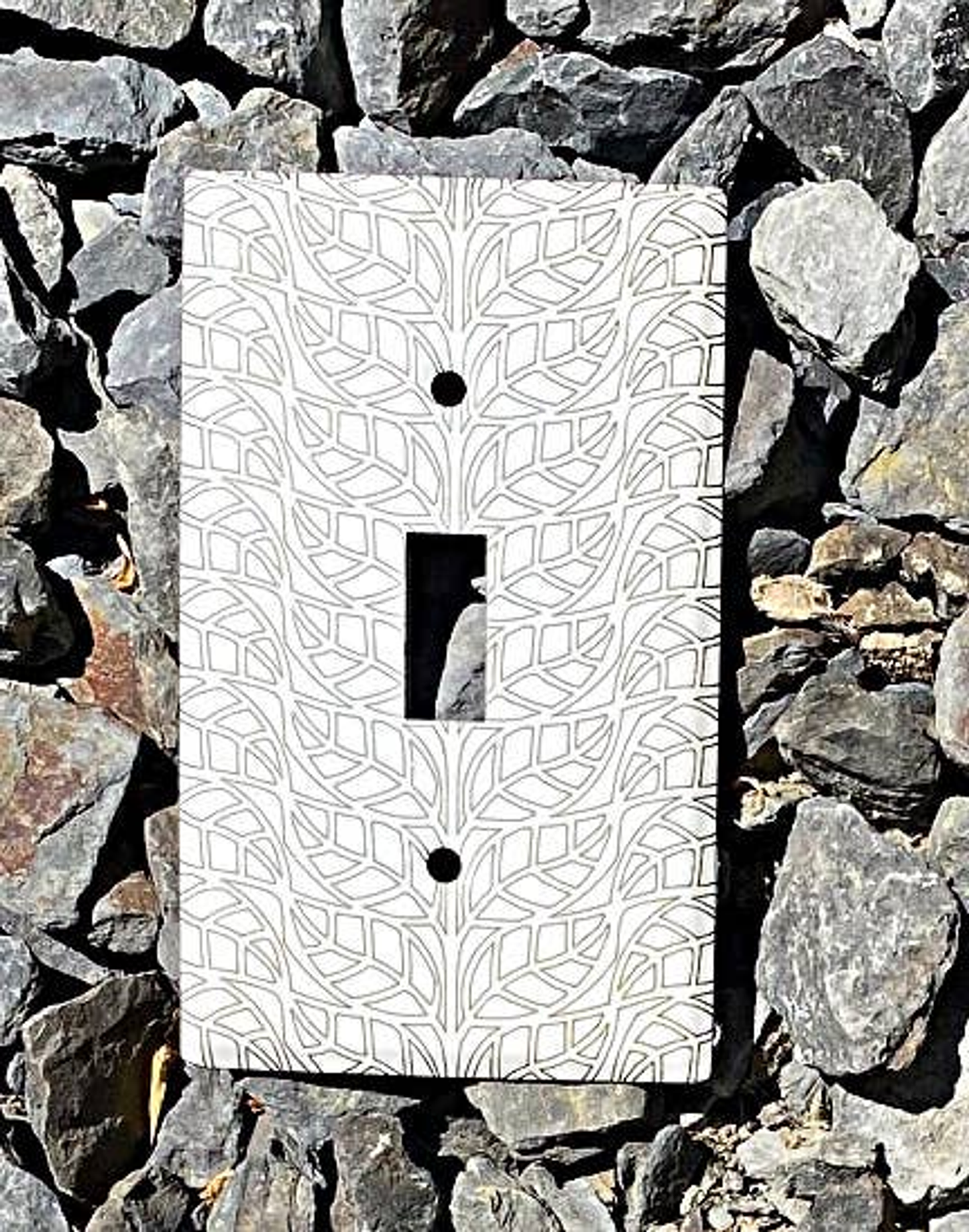 Laser-Etched Steel Switch Plate Cover by Dawn Lombard Glass