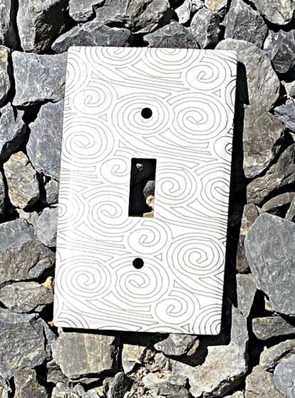 Laser-Etched Steel Switch Plate Cover by Dawn Lombard Glass