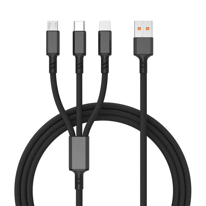 3 in 1 charging cable coiled for travel