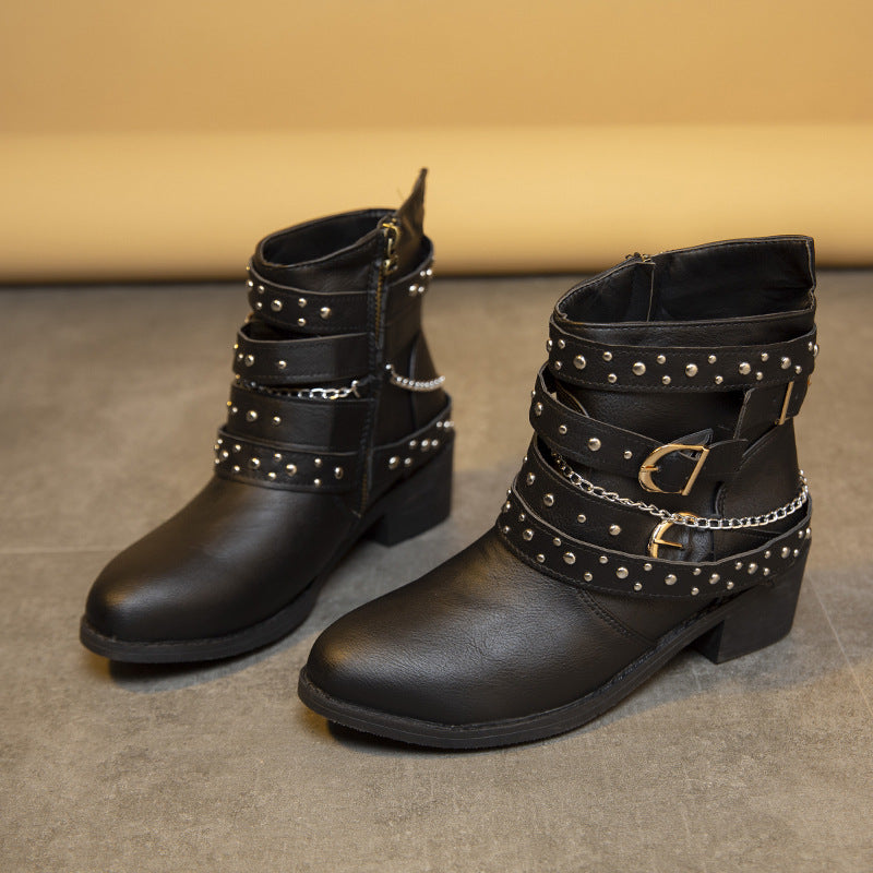 Punk Style Mid-Calf Boots