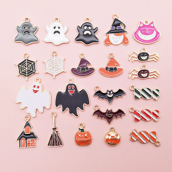 Halloween Funny Alloy Pendant DIY Cartoon Pumpkin Bat Charm