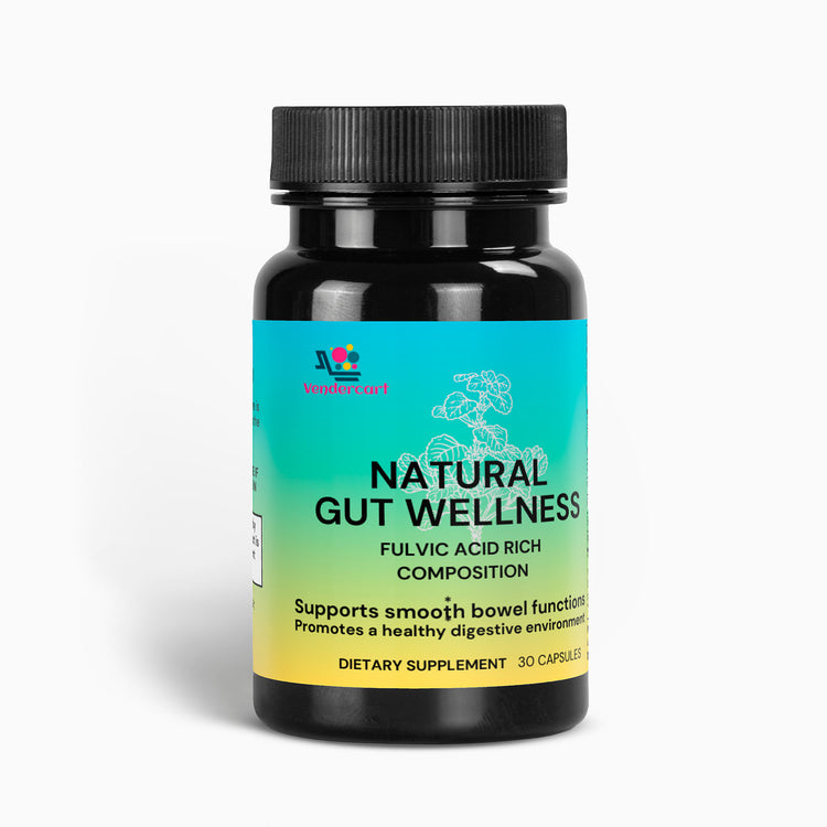 Natural gut wellness capsules bottle front view