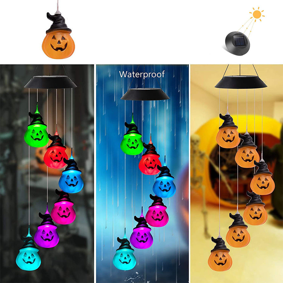 Solar Pumpkin Wind Chime Garden Light