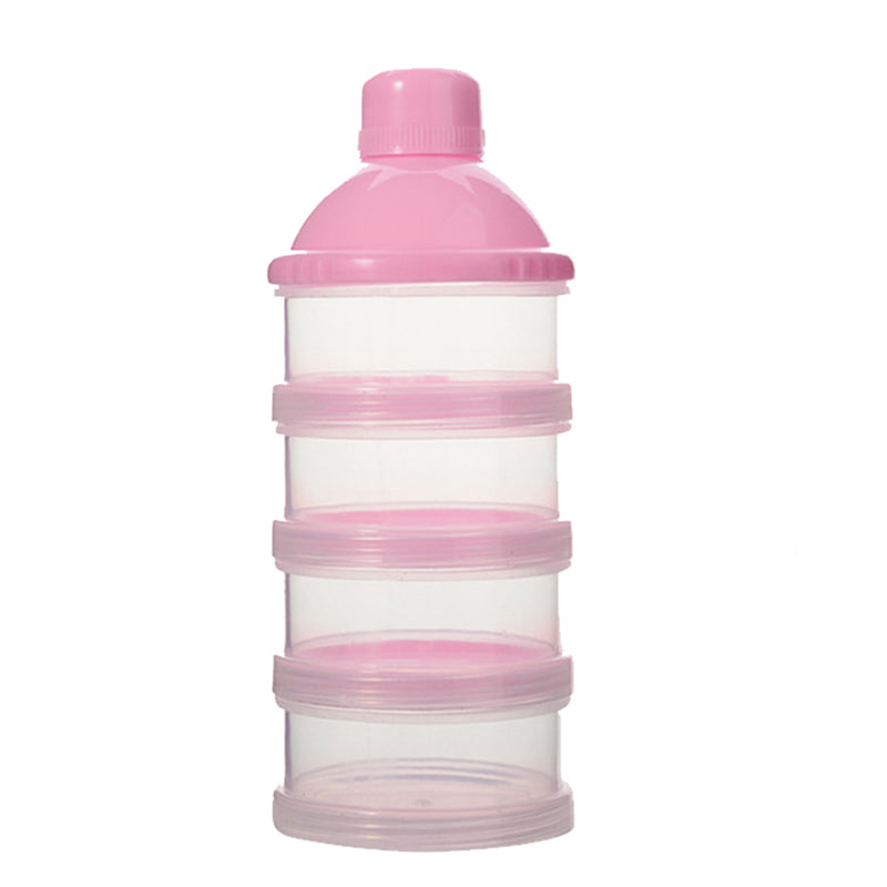 Milk powder container in use preparing a bottle