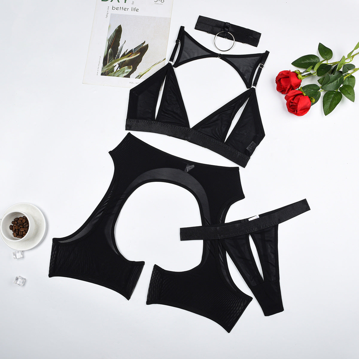 Sheer Mesh Lingerie Set