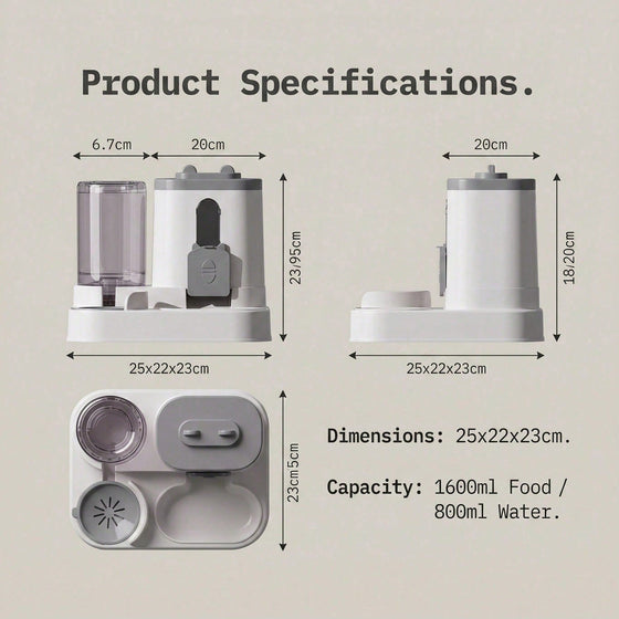 Gravity pet feeder dimensions, about 25 x 22 x 23 cm