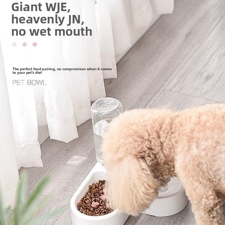 Heart-shaped white dual pet bowl with water dispenser, photo 5
