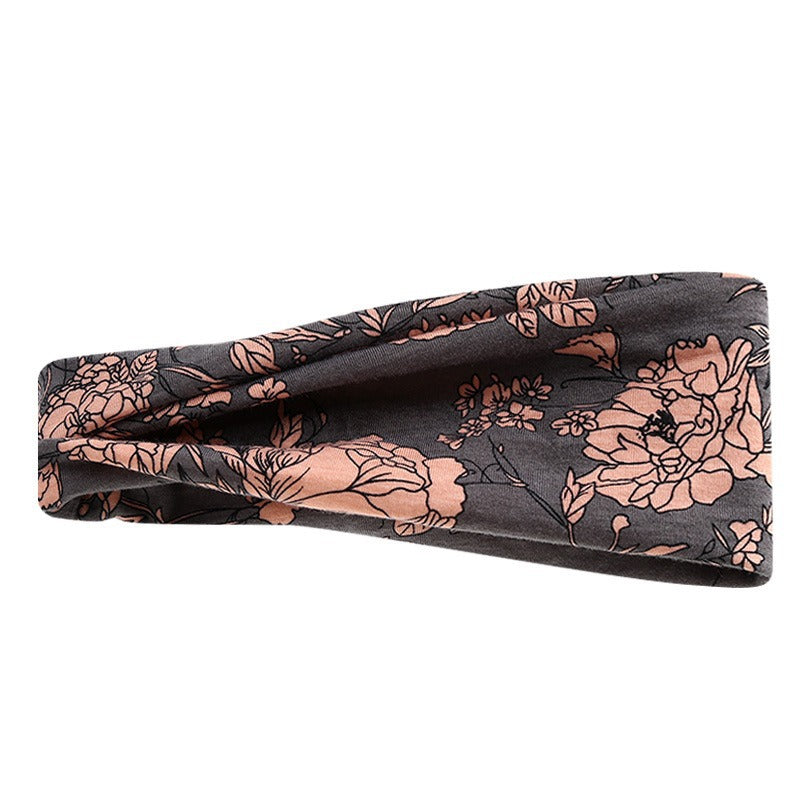 Floral Elastic Printed Wig Headscarf Headband Sports Sweat-Absorbent Hair Accessory