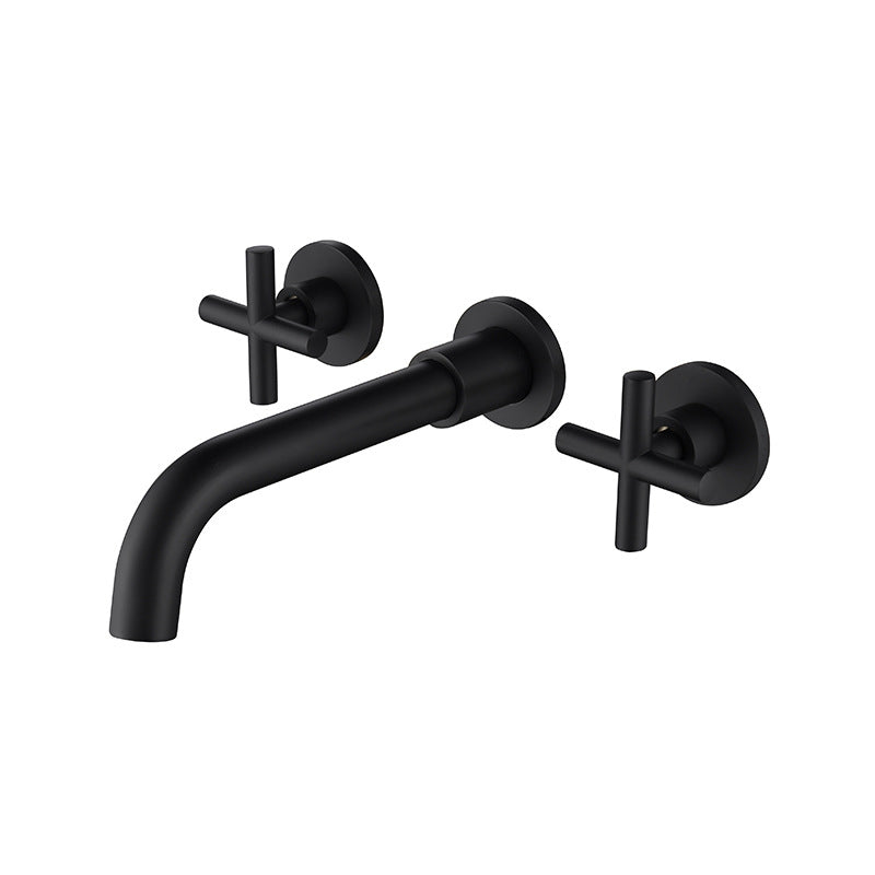 All-Copper Concealed Basin Mixer Tap Pre-Embedded Dual-Handle Wall-Mounted Three-Hole Faucet