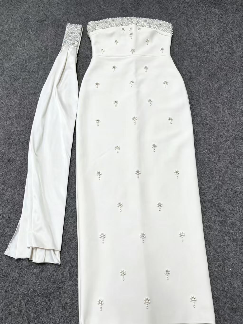Strapless Bandage Dress with Full Rhinestones, Shiny and Elegant Long Gown