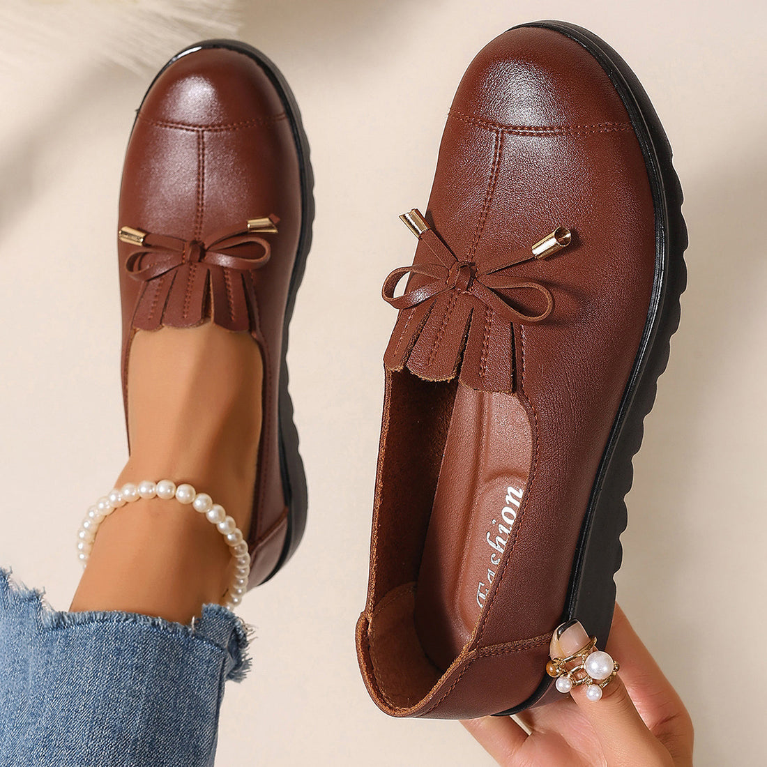 Women's microfiber flat slip-on walking shoes, photo 5