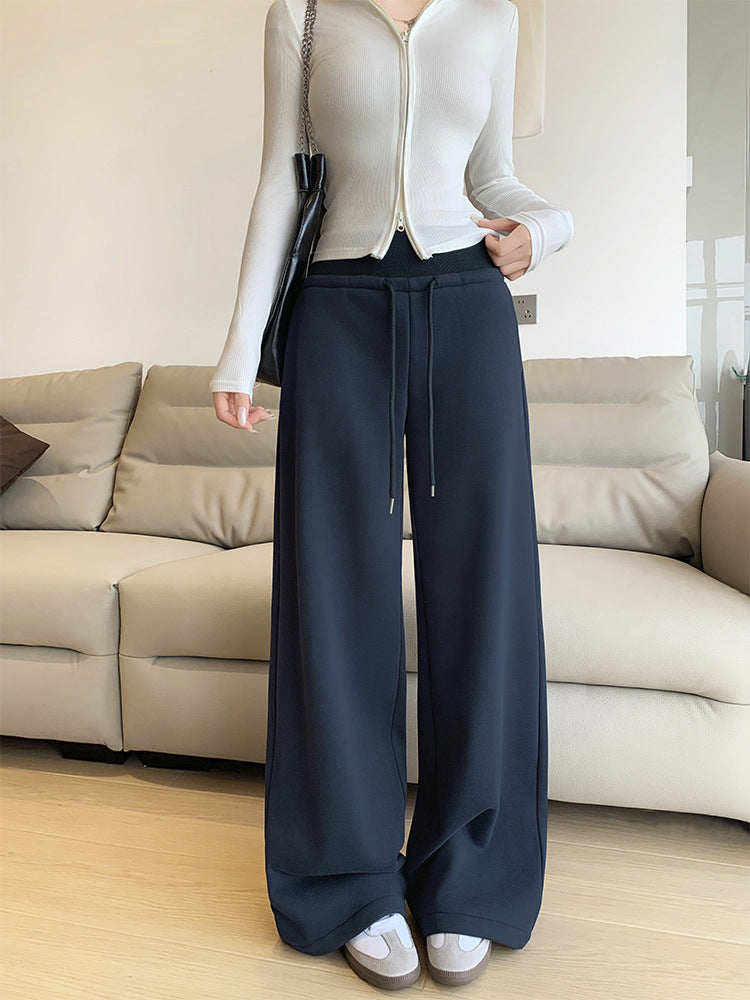 Women's Fleece-Lined High-Waist Straight-Leg Casual Sweatpants