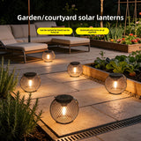 Solar Iron Grid Lantern Retro Outdoor Hanging Light