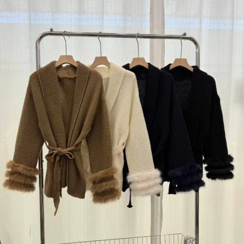 Women's thick knit sweater coat with extra-long flying sleeves, photo 5