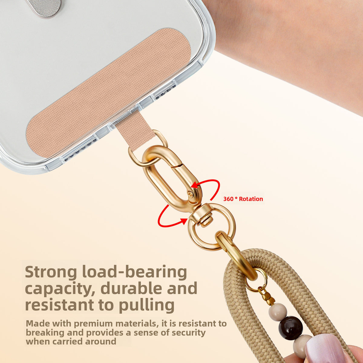 Furry Beaded Phone Strap Long Crossbody Neck Anti-Loss Chain