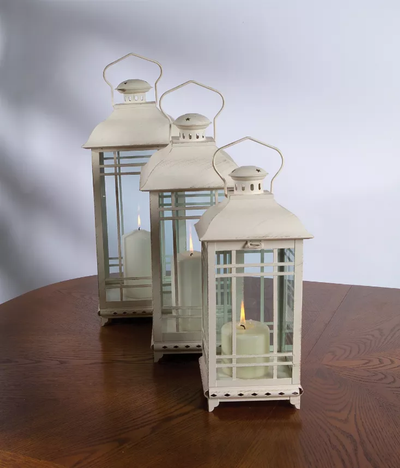 Metal & Glass Lanterns, Set of 3 (14-20 in)