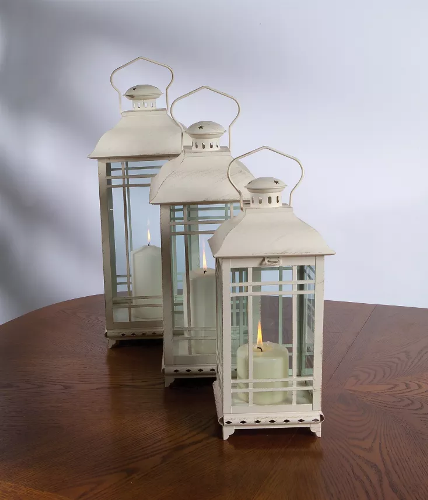 Metal & Glass Lanterns, Set of 3 (14-20 in)