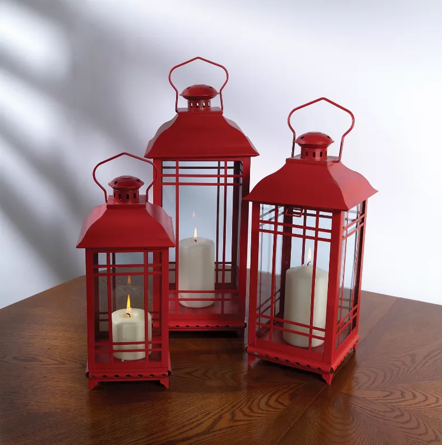 Metal & Glass Lanterns, Set of 3 (14-20 in)