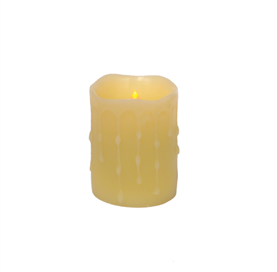 LED Wax Dripping Pillar Candles, Set of 4 (3x4 in)