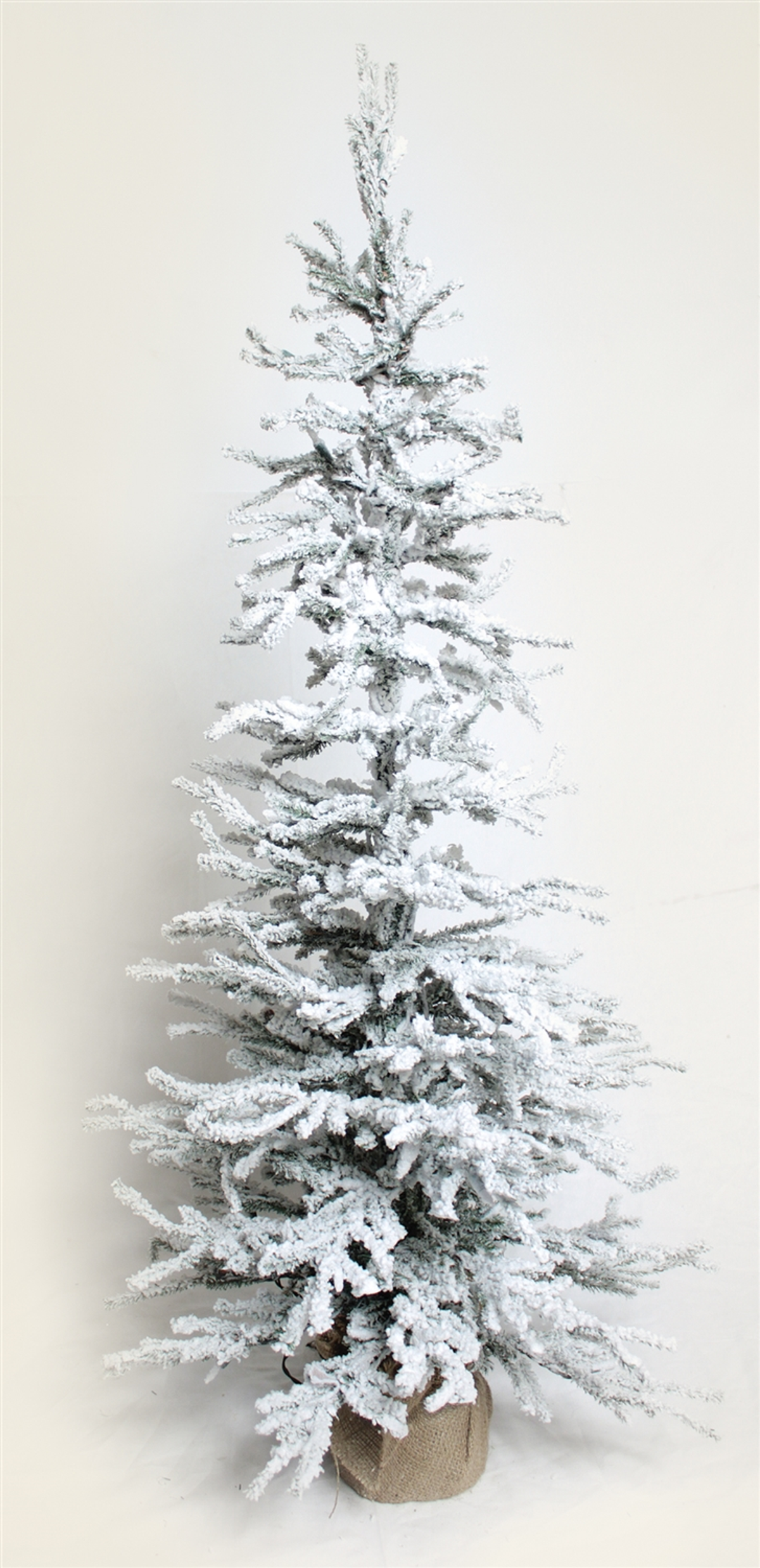 Flocked Christmas Tree with Burlap Base, 48 in (100 Lights)