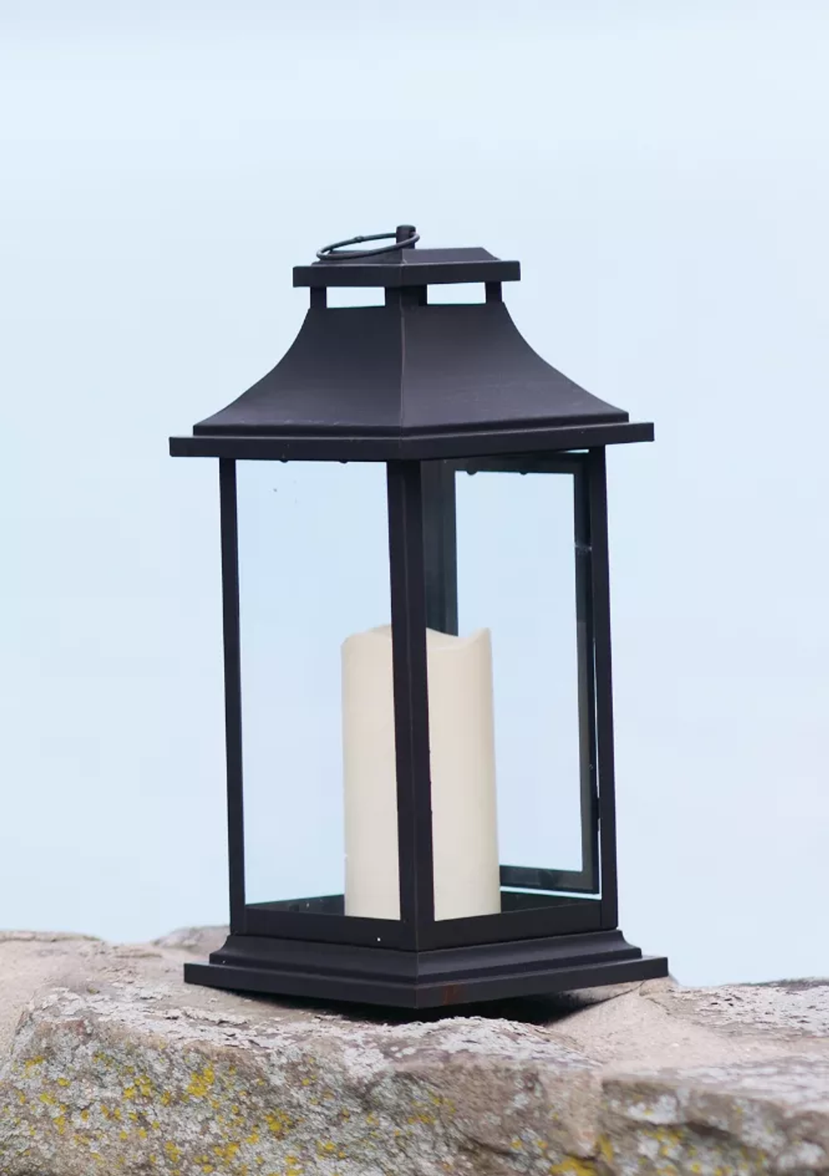 Lantern with 3 x 6 in LED Candle, Set of 2 (14.75 in)