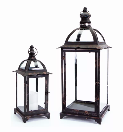 Iron & Glass Decorative Lantern (Set of 2)