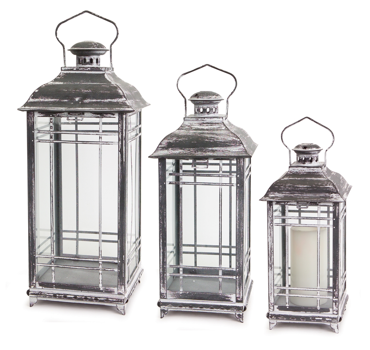 Metal & Glass Decorative Lantern (Set of 3)