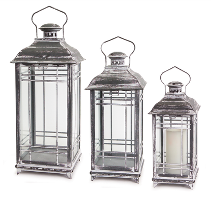 Metal & Glass Decorative Lantern (Set of 3)