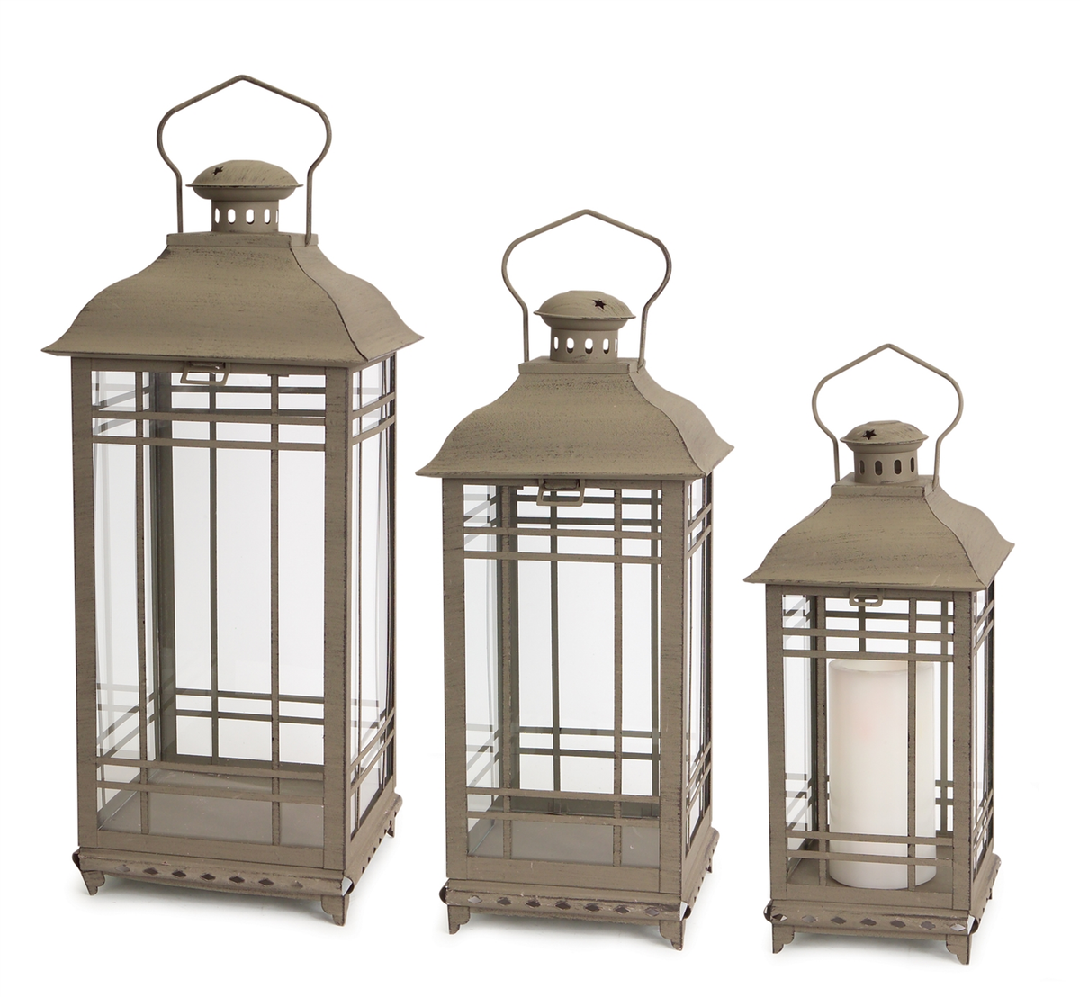 Metal & Glass Decorative Lantern (Set of 3)